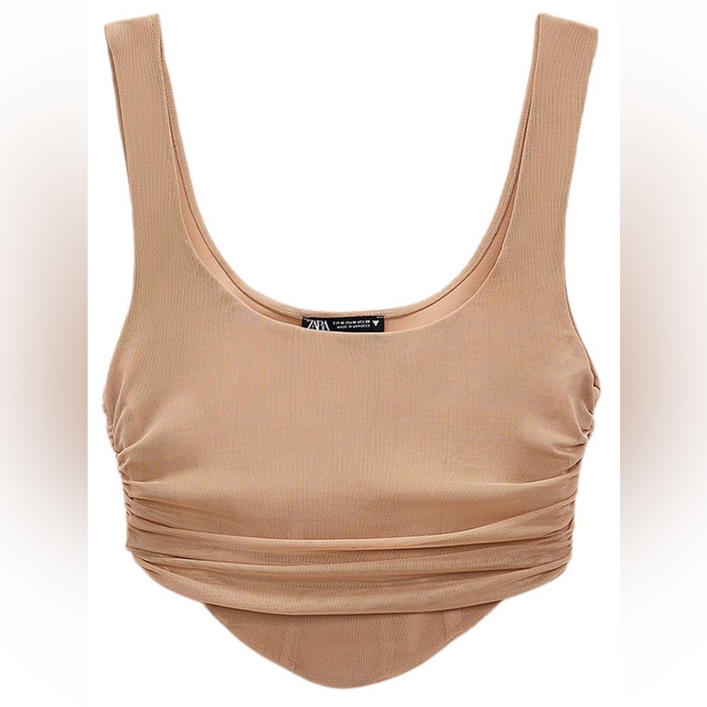 Zara Tulle Corset Style Crop Top Beige-Pink Large $30 0085/335
